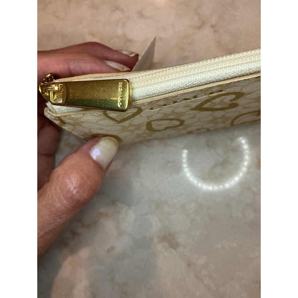 Coach‎ Coin Card Case Heart Print Zip Key Ring Wallet - Picture 8 of 15